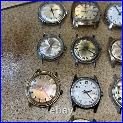 10-Qty Vintage Timex Mechanical Watches Men 30-35mm For Parts Repair Marlin Non