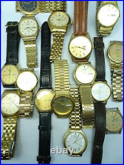 14 Seiko Quartz Mens Gold Tone Watches For Vintage Restoration Or Parts Bands