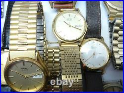 14 Seiko Quartz Mens Gold Tone Watches For Vintage Restoration Or Parts Bands