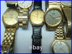 14 Seiko Quartz Mens Gold Tone Watches For Vintage Restoration Or Parts Bands