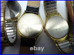 14 Seiko Quartz Mens Gold Tone Watches For Vintage Restoration Or Parts Bands