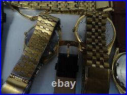 14 Seiko Quartz Mens Gold Tone Watches For Vintage Restoration Or Parts Bands