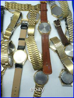14 Seiko Quartz Mens Gold Tone Watches For Vintage Restoration Or Parts Bands