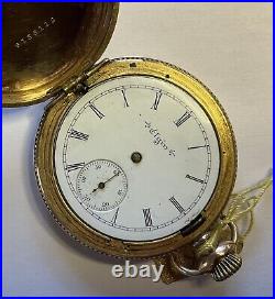 14k Yellow Gold Filled Elgin Hunter Case Pocket Watch 4 Repair Or Parts Size Os