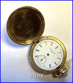 14k Yellow Gold Filled Elgin Hunter Case Pocket Watch 4 Repair Or Parts Size Os