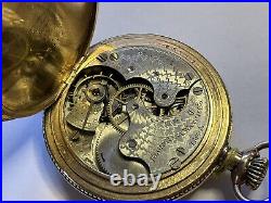 14k Yellow Gold Filled Elgin Hunter Case Pocket Watch 4 Repair Or Parts Size Os