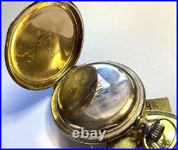 14k Yellow Gold Filled Elgin Hunter Case Pocket Watch 4 Repair Or Parts Size Os