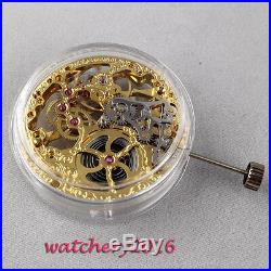17 Jewels mechanical Gold Full Skeleton Hand Winding Movement Fit parnis Watch