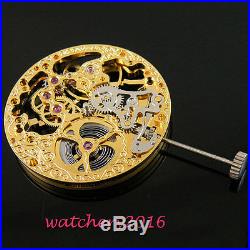 17 Jewels mechanical Gold Full Skeleton Hand Winding Movement Fit parnis Watch