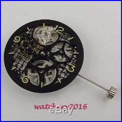 17 Jewels silver Full Skeleton 6497 Hand Winding movement add one 38.7mm dial