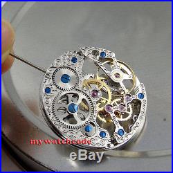 17 Jewels silver Full Skeleton 6497 Hand Winding movement add one 38.7mm dial 15
