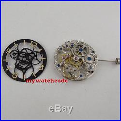 17 Jewels silver Full Skeleton 6497 Hand Winding movement add one 38.9mm dial