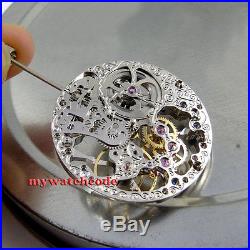 17 Jewels silver Full Skeleton 6497 Hand Winding movement add one 38.9mm dial