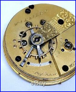 1869 Waltham 18s Wm Ellery Pocket Watch Movement Dial, Hands, Parts Repair 23304