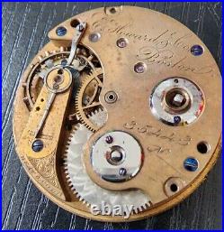 1872 E. Howard Series IV 15j N Pocket Watch Movement Good Staff Parts Repair