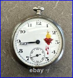 1930 Sterling Silver Gallet Co Bleeding Heart Pocket Watch Swiss 15j Nun Parts