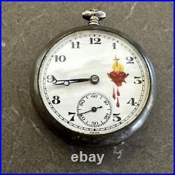 1930 Sterling Silver Gallet Co Bleeding Heart Pocket Watch Swiss 15j Nun Parts