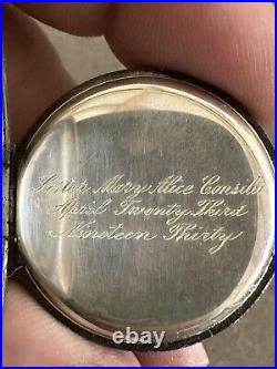 1930 Sterling Silver Gallet Co Bleeding Heart Pocket Watch Swiss 15j Nun Parts