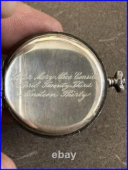 1930 Sterling Silver Gallet Co Bleeding Heart Pocket Watch Swiss 15j Nun Parts