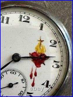 1930 Sterling Silver Gallet Co Bleeding Heart Pocket Watch Swiss 15j Nun Parts