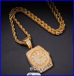 2.5CT Round Diamond Men's Hip Hop Hand Watch Dial Pendant 14k White Gold Over