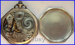 2 Vintage 12 sz Elgin Octagon Sterling Enamel Pocket Watch 4 Parts or 2 Restore