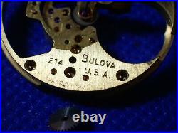 2 Vintage BULOVA ACCUTRON 214 gold plated Tuning Fork Watch parts Movement hands