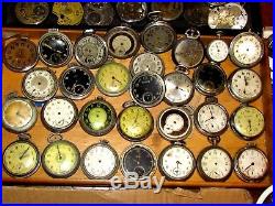 31 Vintage DOLLAR Wind Pocket Watch + Extra CROWNS, HANDS, CASES + parts repair