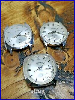 3 x Rare Benrus Sea Lord Dealer Sample Watch Cases with Dial & Hand Parts (CV11)