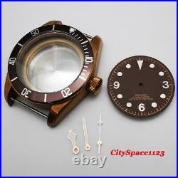 41mm Bronze Plated Watch Case + sterile dial + hands for ETA 2836 movement parts