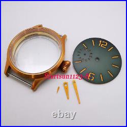 43mm Brass plated sapphire watch case sandwich dial hands for 6497 ST36 movement