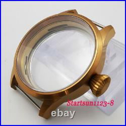 43mm Brass plated sapphire watch case sandwich dial hands for 6497 ST36 movement