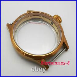 43mm Brass plated sapphire watch case sandwich dial hands for 6497 ST36 movement