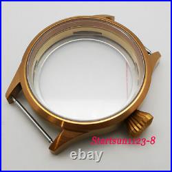 43mm Brass plated sapphire watch case sandwich dial hands for 6497 ST36 movement