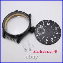 43mm Sapphire PVD Black watch case + sterile dial + hands fit ETA 6497 st3600