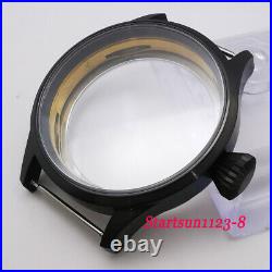 43mm Sapphire PVD Black watch case + sterile dial + hands fit ETA 6497 st3600