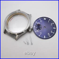 43mm Sapphire watch case + sterile Dial + Hands Fits ETA 6497 st36 Movement