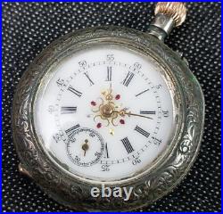 ANTIQUE Cylindre Remontoir Fancy Hands Dial. 935 Sterling Pocket Watch PARTS REP