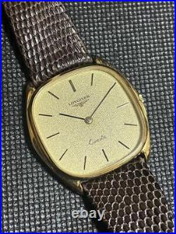 AS-IS Longines Antique Watch Men'S Gold Square Analog 3 Hands For parts