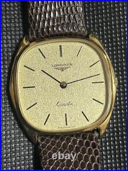 AS-IS Longines Antique Watch Men'S Gold Square Analog 3 Hands For parts
