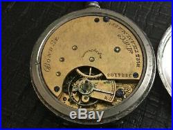 A. W. Co. Waltham Mass. Bond St. Pocket Watch FOR PARTS NO GLASS NO HANDS AS IS