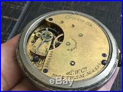 A. W. Co. Waltham Mass. Bond St. Pocket Watch FOR PARTS NO GLASS NO HANDS AS IS