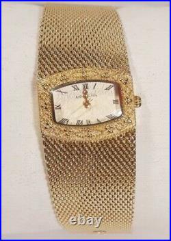 Anne Klein Watch Gold Case 1 jwl Swiss Mesh Bracelet Band 10/6416 Easy Read New