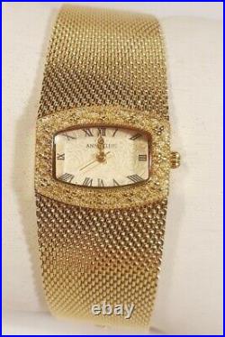 Anne Klein Watch Gold Case 1 jwl Swiss Mesh Bracelet Band 10/6416 Easy Read New