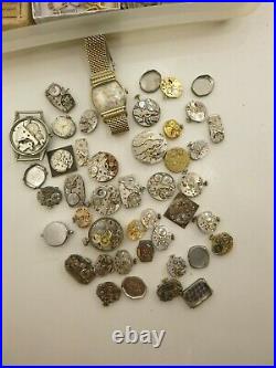 Antique 1.65LB Wrist Pocket Watch Parts Repair Hands Omega Buckles Gruen Timex