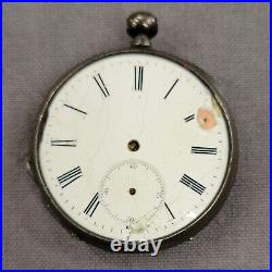 Antique Aachen Key-wind Pocket Watch Grosscolnstrasse 100 Argent Case Parts