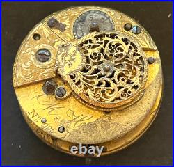 Antique Bayley London Verge Pocket Watch Movement Parts/Repair 42.4mm English