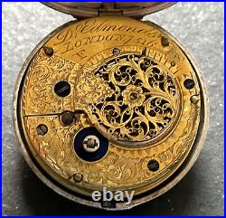 Antique D. Edmonds London Verge 18s Pocket Watch Parts Good Balance Silver Case