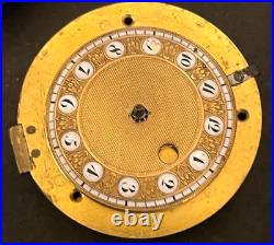Antique Eardley Norton London Fusee Pocket Watch Movement Parts/Repair Gold Dial