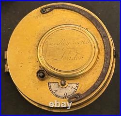 Antique Eardley Norton London Fusee Pocket Watch Movement Parts/Repair Gold Dial